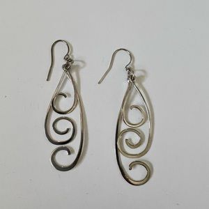 Silver, Swirly Swivel Earrings